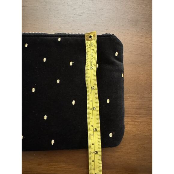 Sezane Black Gold Velvet Makeup Bag Pouch Polka Dot - Picture 5 of 5